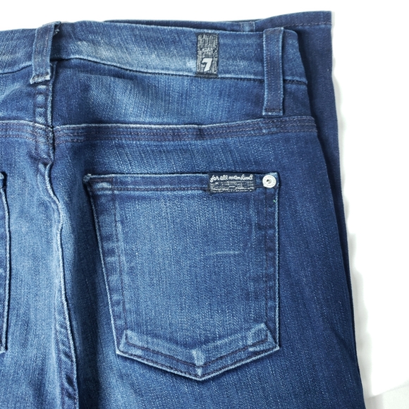 7 For All Mankind - High Waist Straight Legged Vintage Dark Wash Jeans - Picture 11 of 11
